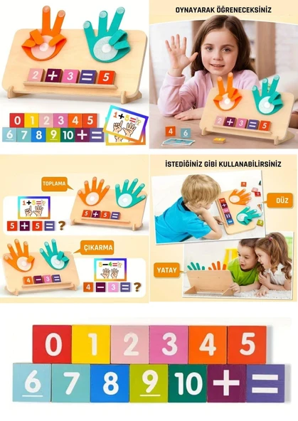 Parmakla Matematik Öğreten Ahşap Oyuncak (Toplama-Çıkarma) - 4