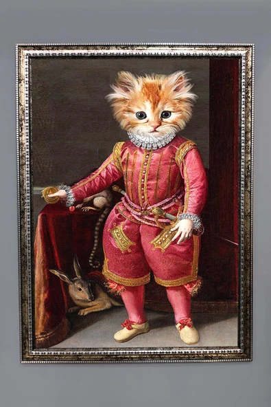 Kedi Tablosu Portresi 50x70CM RENKLİ 50 X 70