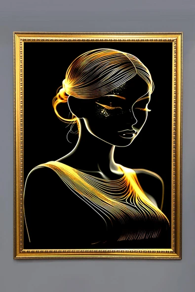 Dekoratif Modern Desenli Çerçeveli Tablo Duvar Tablosu 50x70cm RENKLİ 50 X 70