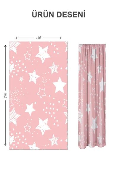 Dijital Baskı Yıkanabilir Yıldız Desenli 2 Kanat Bebek ve Çocuk Odası Fon Perdesi RENKLİ 140 X 270 - 2