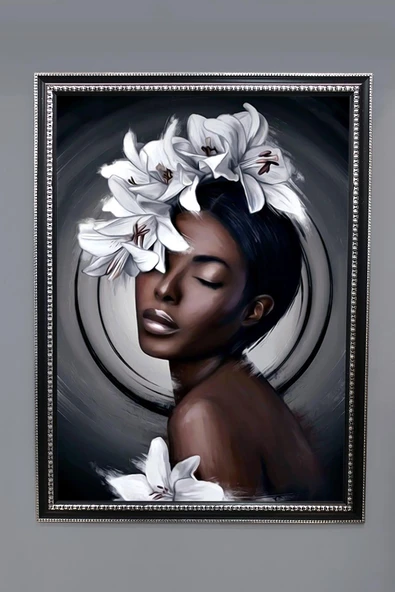 Dekoratif Afrikalı Kadın Desenli Modern Tablo 50x70 CM RENKLİ 50 X 70