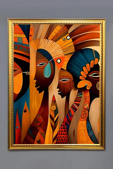 Dekoratif Modern Çerçeveli Sanatsal Kadınlar Desenli Duvar Tablosu 50x70 CM RENKLİ 50 X 70