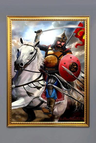 Fatih Sultan Mehmet Han Desenli Çerçeveli Tablo Duvar Tablosu 50x70cm ORYNTL20 RENKLİ 50 X 70