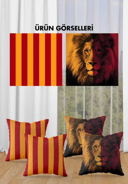 Çift Taraf Baskılı Parlak  Kumaş  Modern Desen 4 adet Kırlent Kılıf Seti RENKLİ 43 X 43 - 2