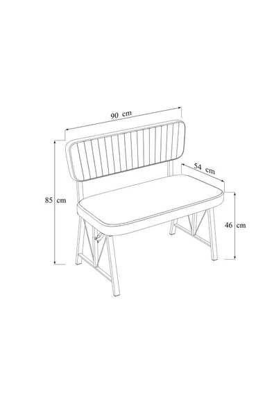Hayat 70x110 Bendir Mutfak Masası, Mutfak Masası Takımı, Yemek Masası, 2 Sandalye 1 Bench - Krem - 4