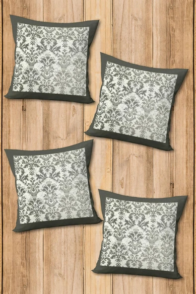 Çift Taraf Baskılı Parlak  Kumaş  Modern Desen 4 adet Kırlent Kılıf Seti RENKLİ 43 X 43