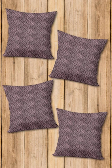 Çift Taraf Baskılı Parlak  Kumaş  Modern Desen 4 adet Kırlent Kılıf Seti RENKLİ 43 X 43