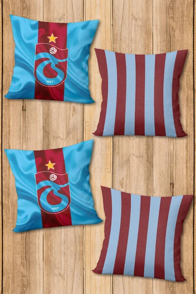 Çift Taraf Baskılı Parlak  Kumaş  Modern Desen 4 adet Kırlent Kılıf Seti RENKLİ 43 X 43