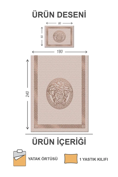Kapitoneli Pamuk Dolgulu Kadife Kumaş Modern Desenli Premium Kalite Yatak Örtüsü Seti RENKLİ 180 X 240 - 2
