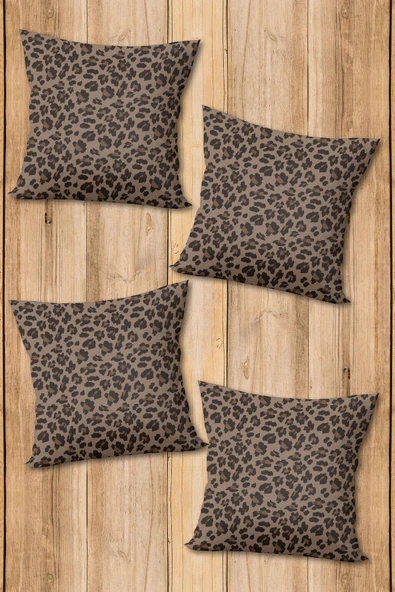 Çift Taraf Baskılı Parlak  Kumaş  Modern Desen 4 adet Kırlent Kılıf Seti RENKLİ 43 X 43