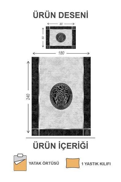 Kapitoneli Pamuk Dolgulu Kadife Kumaş Modern Desenli Premium Kalite Yatak Örtüsü Seti RENKLİ 180 X 240 - 2