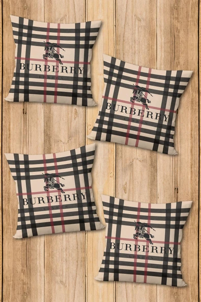 Çift Taraf Baskılı Parlak  Kumaş  Modern Desen 4 adet Kırlent Kılıf Seti RENKLİ 43 X 43