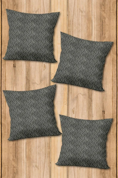 Çift Taraf Baskılı Parlak  Kumaş  Modern Desen 4 adet Kırlent Kılıf Seti RENKLİ 43 X 43