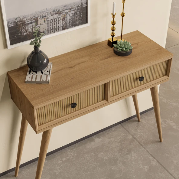 6025 LUNA (AHŞAP AYAKLI) MDF PROFİL ÇERÇEVELİ 2 ÇEKMECELİ DRESUAR SEPET-YUNUS - 5