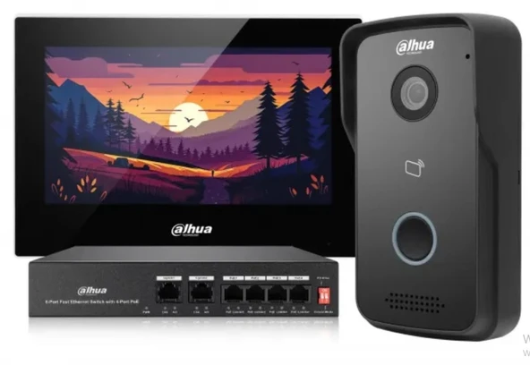 Dahua KTP03 7"inç Ekran 2mp IP Villa Kiti İç ve Dış Ünite Cat6 Kablo İle Çalışır - 3