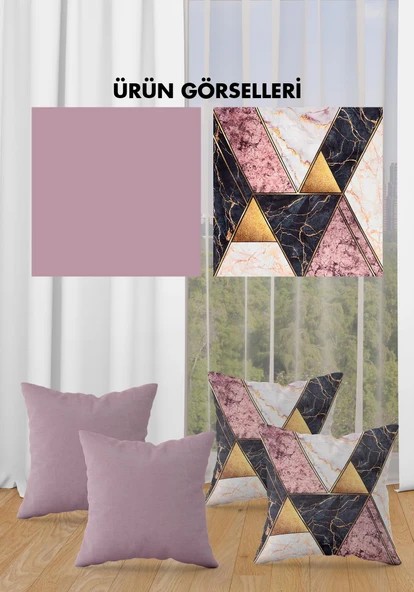 Çift Taraf Baskılı Parlak  Kumaş  Modern Desen 4 adet Kırlent Kılıf Seti RENKLİ 43 X 43 - 2