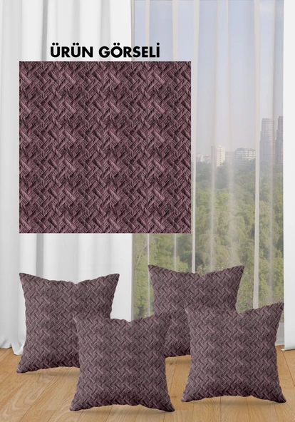 Çift Taraf Baskılı Parlak  Kumaş  Modern Desen 4 adet Kırlent Kılıf Seti RENKLİ 43 X 43 - 4
