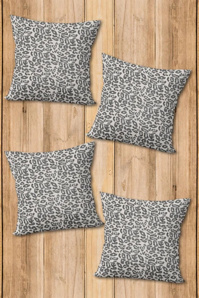 Çift Taraf Baskılı Parlak  Kumaş  Modern Desen 4 adet Kırlent Kılıf Seti RENKLİ 43 X 43 - 2