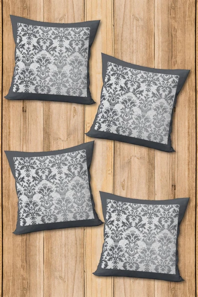 Çift Taraf Baskılı Parlak  Kumaş  Modern Desen 4 adet Kırlent Kılıf Seti RENKLİ 43 X 43 - 2