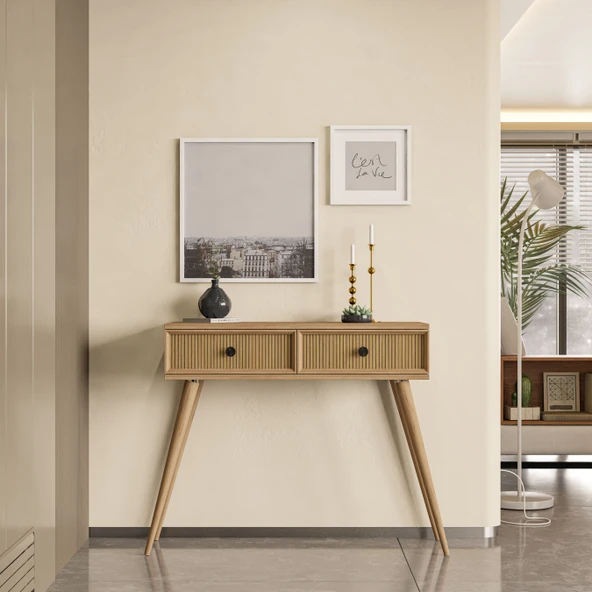 6025 LUNA (AHŞAP AYAKLI) MDF PROFİL ÇERÇEVELİ 2 ÇEKMECELİ DRESUAR SEPET-YUNUS - 3