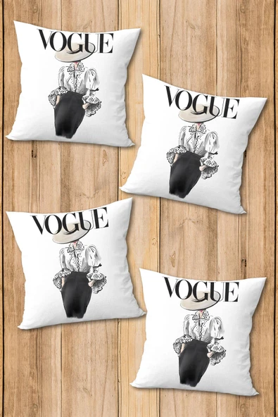 Çift Taraf Baskılı Parlak  Kumaş  Modern Desen 4 adet Kırlent Kılıf Seti RENKLİ 43 X 43
