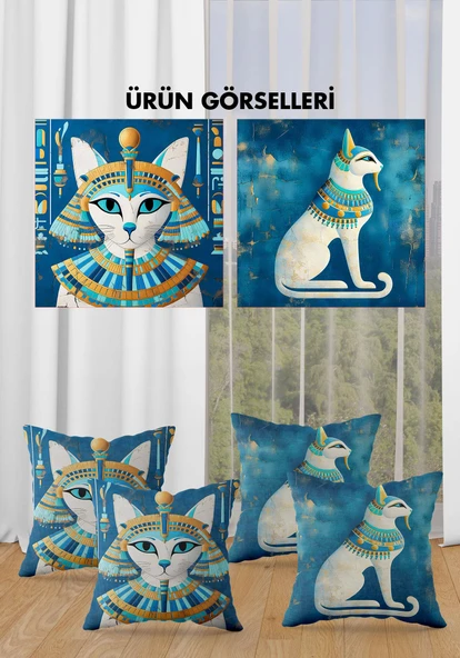 Çift Taraf Baskılı Parlak  Kumaş  Modern Desen 4 adet Kırlent Kılıf Seti RES04 RENKLİ 43 X 43 - 2