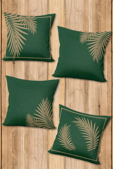Çift Taraf Baskılı Parlak  Kumaş  Modern Desen 4 adet Kırlent Kılıf Seti RENKLİ 43 X 43