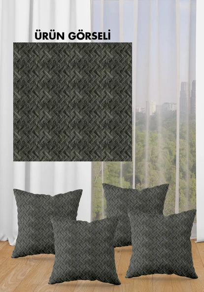 Çift Taraf Baskılı Parlak  Kumaş  Modern Desen 4 adet Kırlent Kılıf Seti RENKLİ 43 X 43 - 2