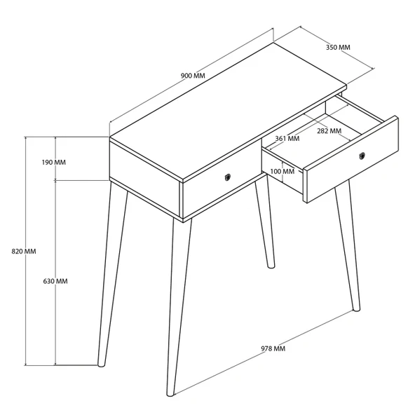 6031 ODESA (AHŞAP AYAKLI) 2 ÇEKMECELİ DRESUAR BEYAZ - 2