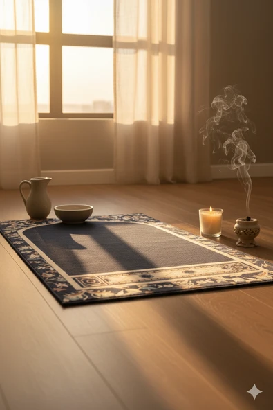 Diz Acıtmayan Yumuşak Süngerli Seccade – Konforlu ve Şık Lacivert Namazlık - Resim 5