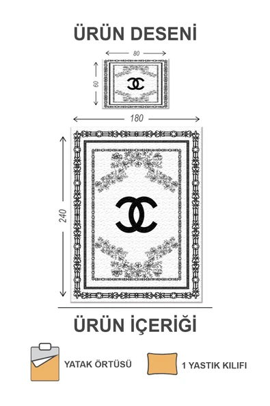 Kapitoneli Pamuk Dolgulu Kadife Kumaş Modern Desenli Premium Kalite Yatak Örtüsü Seti RENKLİ 180 X 240 - 2