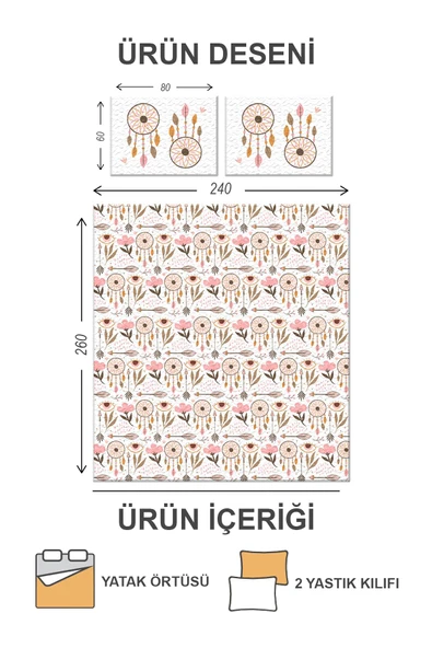 Kapitoneli Pamuk Dolgulu Kadife Kumaş Modern Desenli Premium Kalite Yatak Örtüsü Seti RENKLİ 240 X 260 - 2
