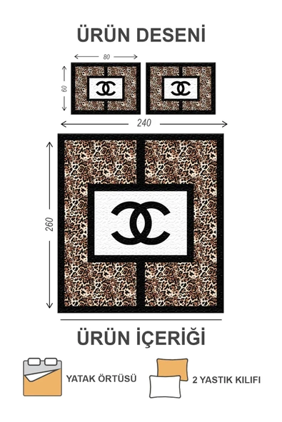 Kapitoneli Pamuk Dolgulu Kadife Kumaş Modern Desenli Premium Kalite Yatak Örtüsü Seti RENKLİ 240 X 260 - 2
