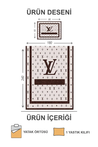 Kapitoneli Pamuk Dolgulu Kadife Kumaş Modern Desenli Premium Kalite Yatak Örtüsü Seti RENKLİ 180 X 240 - 2