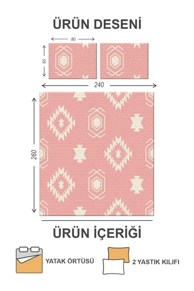 Kapitoneli Pamuk Dolgulu Kadife Kumaş Modern Desenli Premium Kalite Yatak Örtüsü Seti RENKLİ 240 X 260 - 2