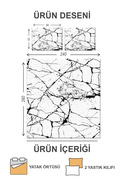 Kapitoneli Pamuk Dolgulu Kadife Kumaş Modern Desenli Premium Kalite Yatak Örtüsü Seti RENKLİ 240 X 260 - 2
