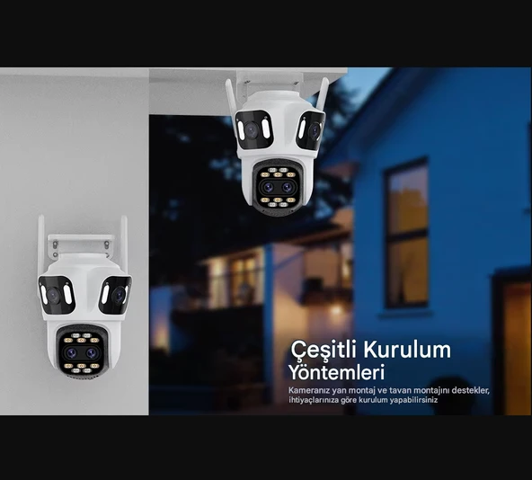 6K PTZ Wifi IP Kamera 4 Lens AI İnsan Algılama  WIFI Çift Ekran CCTV Güvenlik Koruma - 7