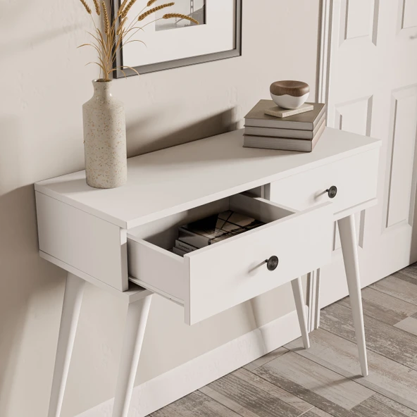 6031 ODESA (AHŞAP AYAKLI) 2 ÇEKMECELİ DRESUAR BEYAZ - 6