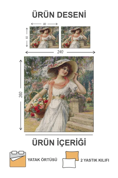 Kapitoneli Pamuk Dolgulu Kadife Kumaş Modern Desenli Premium Kalite Yatak Örtüsü Seti RENKLİ 240 X 260 - 2