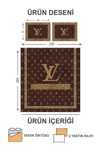 Kapitoneli Pamuk Dolgulu Kadife Kumaş Modern Desenli Premium Kalite Yatak Örtüsü Seti RENKLİ 240 X 260 - 2