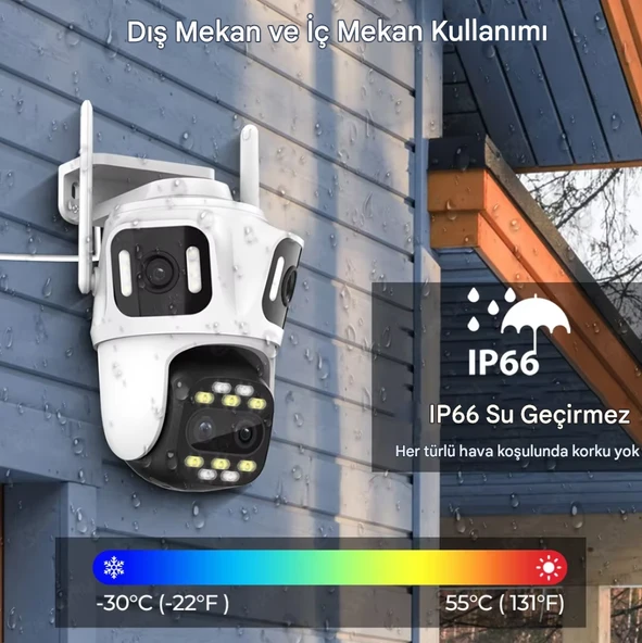 6K PTZ Wifi IP Kamera 4 Lens AI İnsan Algılama  WIFI Çift Ekran CCTV Güvenlik Koruma - 10