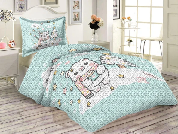 Kapitoneli Pamuk Dolgulu Kadife Kumaş Modern Desenli Premium Kalite Yatak Örtüsü Seti RENKLİ 180 X 240