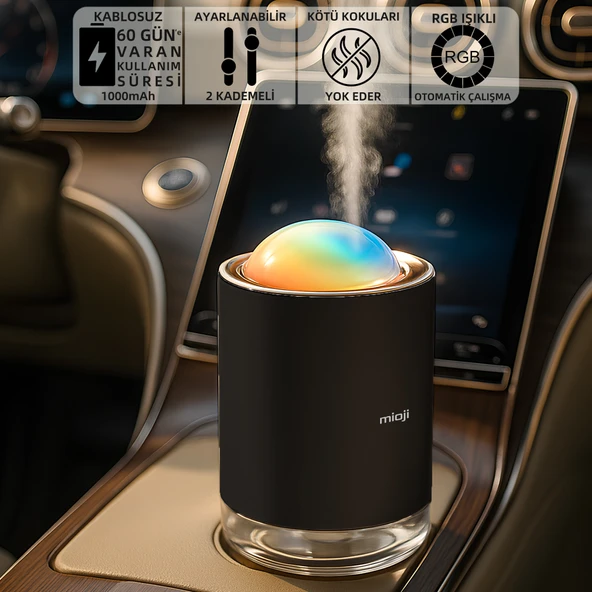 Mioji Mio SS18 Yeni Nesil Şarjlı Otomatik Araba Kokusu Makinesi Siyah (1 ADET SHANGRİ-LA KOKUSU ILE BİRLİKTE)