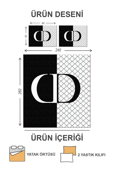 Kapitoneli Pamuk Dolgulu Kadife Kumaş Modern Desenli Premium Kalite Yatak Örtüsü Seti RENKLİ 240 X 260 - 2