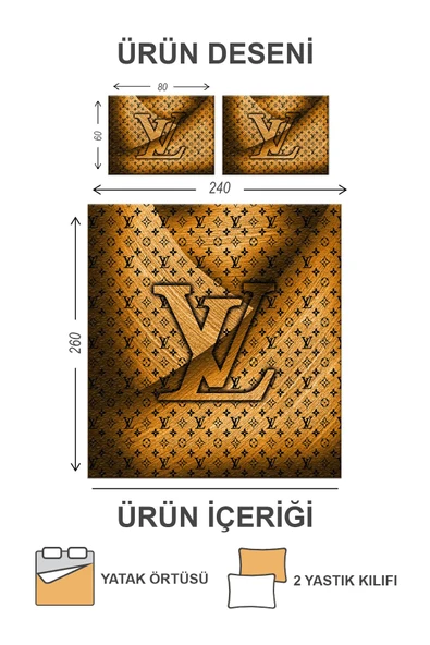 Kapitoneli Pamuk Dolgulu Kadife Kumaş Modern Desenli Premium Kalite Yatak Örtüsü Seti RENKLİ 240 X 260 - 2