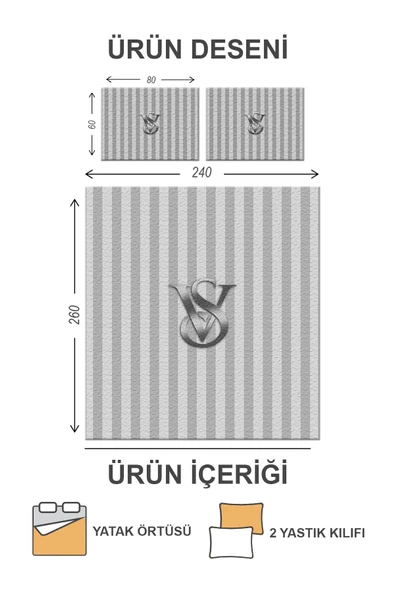 Kapitoneli Pamuk Dolgulu Kadife Kumaş Modern Desenli Premium Kalite Yatak Örtüsü Seti RENKLİ 240 X 260 - 2