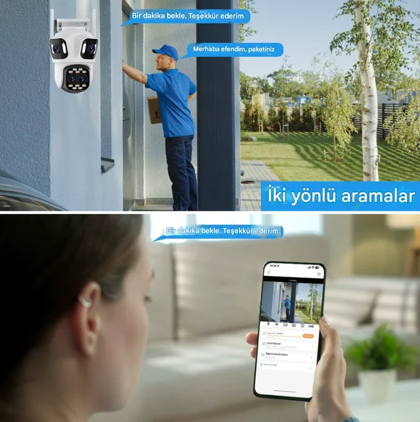6K PTZ Wifi IP Kamera 4 Lens AI İnsan Algılama  WIFI Çift Ekran CCTV Güvenlik Koruma - 9