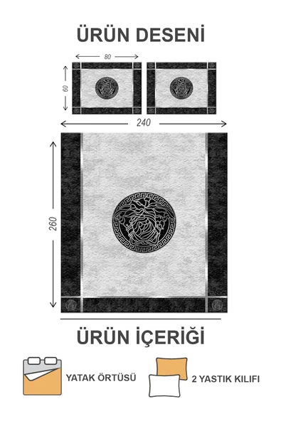 Kapitoneli Pamuk Dolgulu Kadife Kumaş Modern Desenli Premium Kalite Yatak Örtüsü Seti RENKLİ 240 X 260 - 2