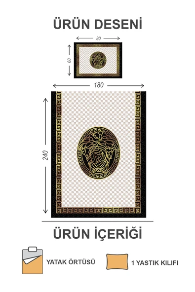 Kapitoneli Pamuk Dolgulu Kadife Kumaş Modern Desenli Premium Kalite Yatak Örtüsü Seti RENKLİ 180 X 240 - 2