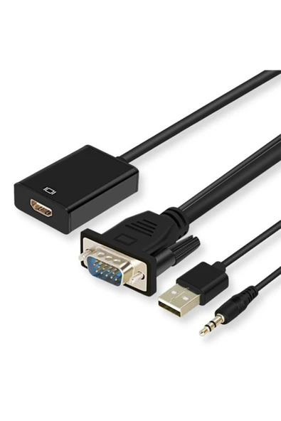 Vga To Hdmı Dönüştürücü (htv) 3.5mm Aux Kablo (48cm) + Microusb To Usb Kablo (50cm) - 2